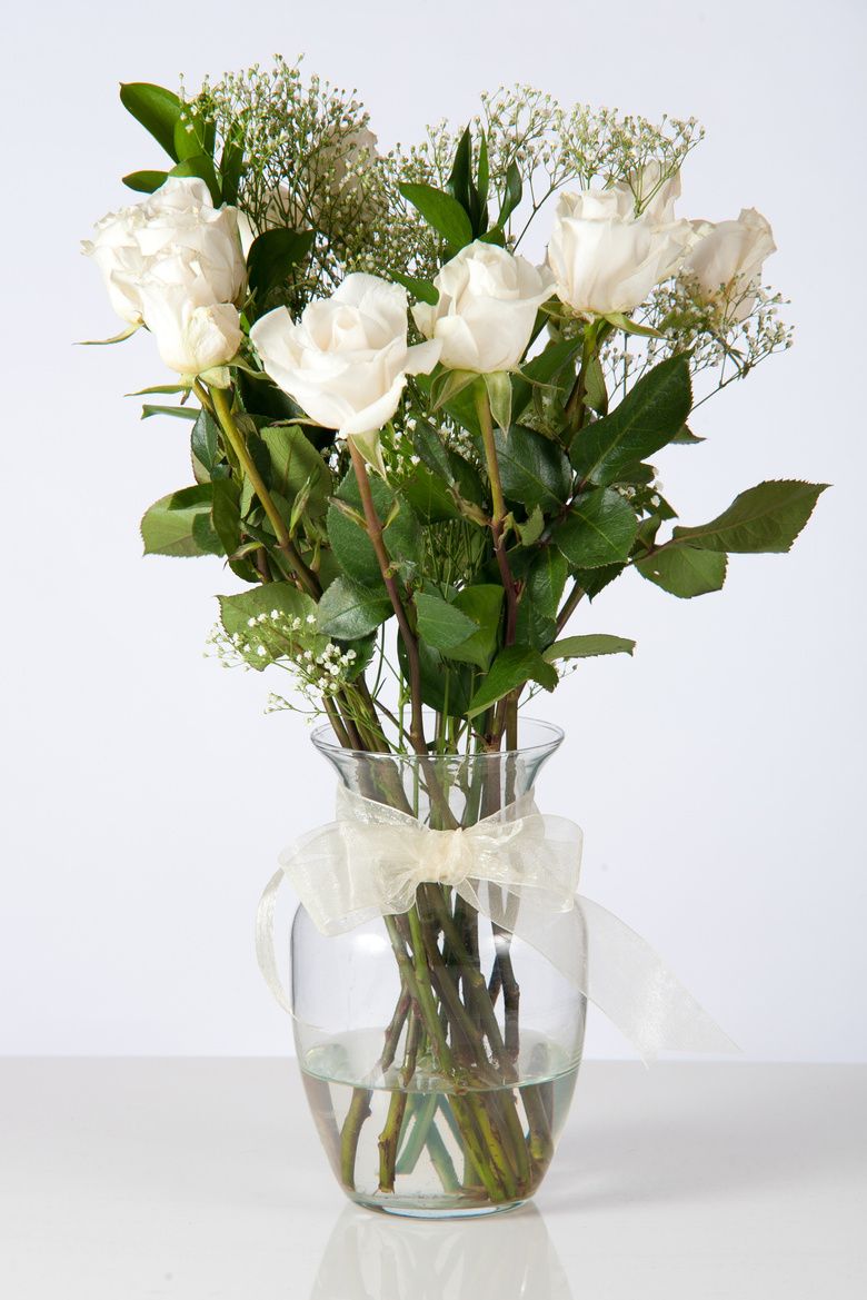 White Roses in a Glass Vase